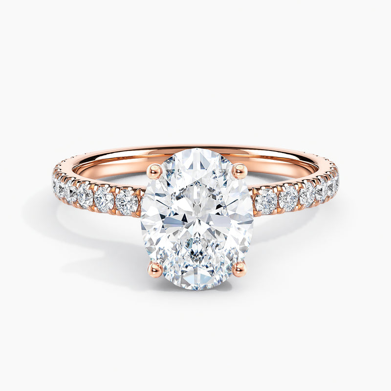 Oval 3.00 Ct Lab Grown Diamond Pavé Band Ring - Sterling Silver