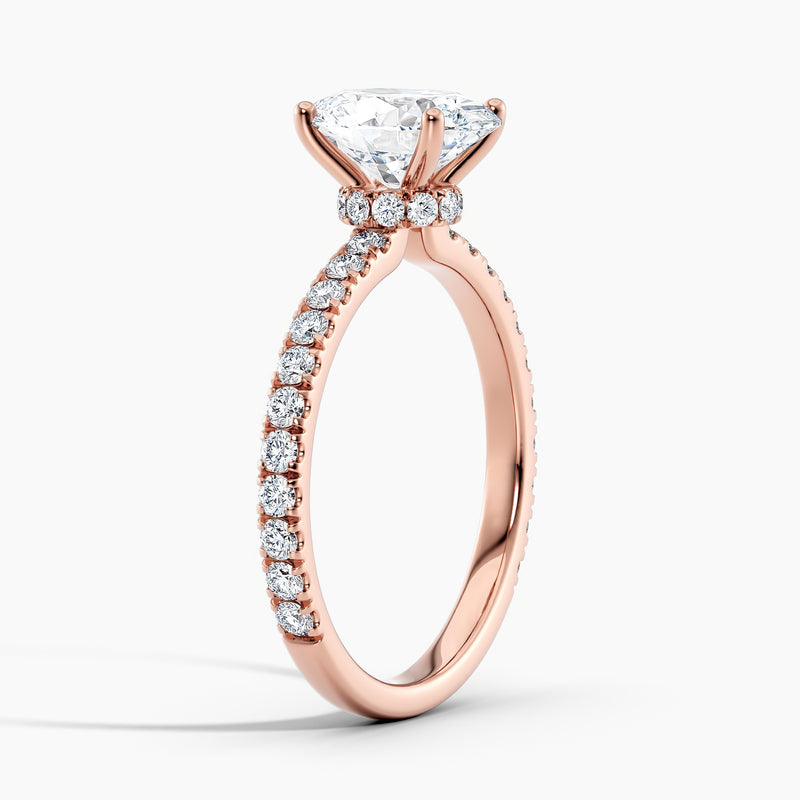 Ribbon Hidden Halo Oval Diamond Engagement Ring