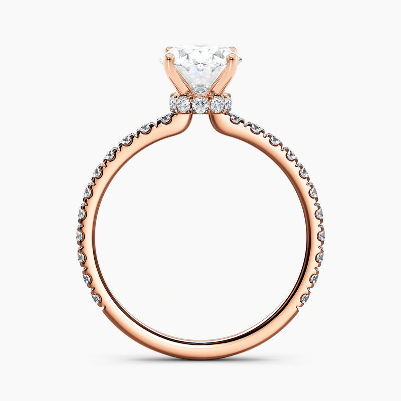 Oval 3.00 Ct Lab Grown Diamond Pavé Band Ring - Sterling Silver