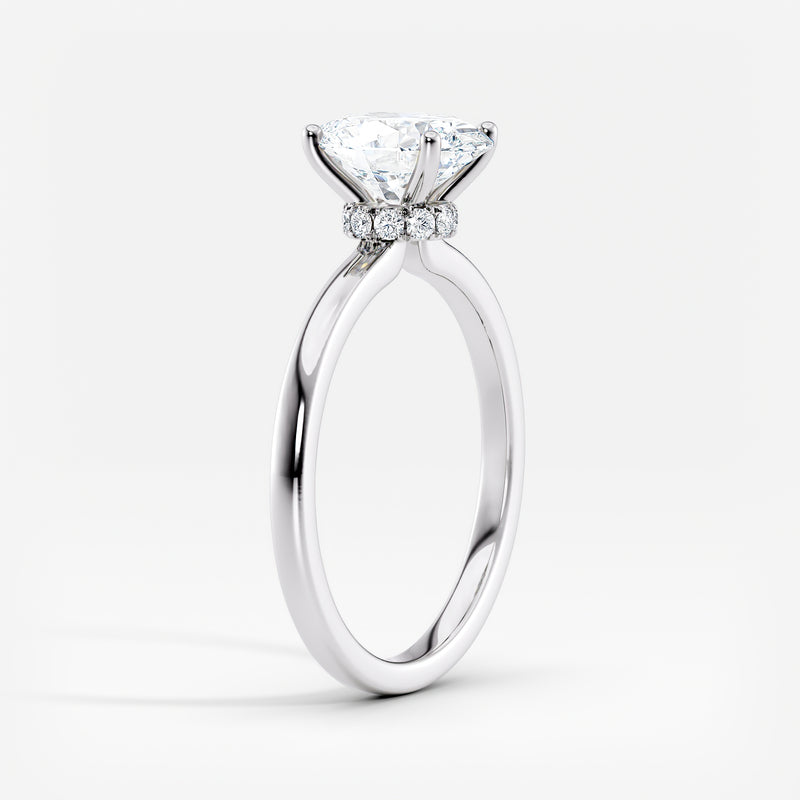 Classic Ribbon Oval Diamond Halo Engagement Ring