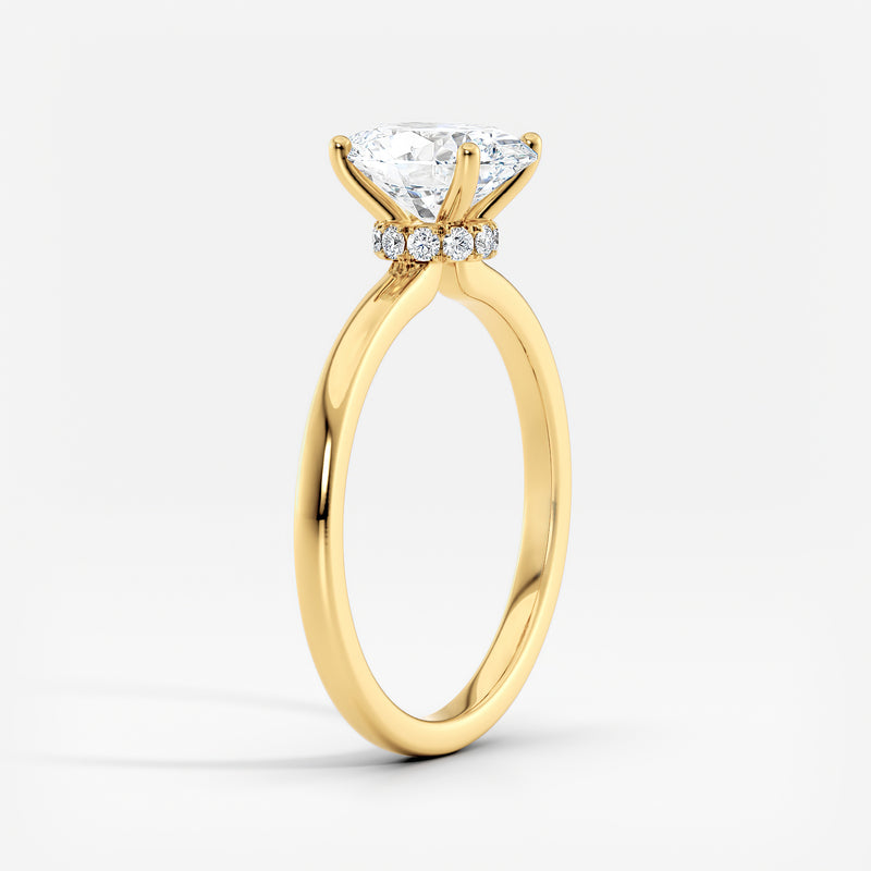Classic Ribbon Oval Diamond Halo Engagement Ring