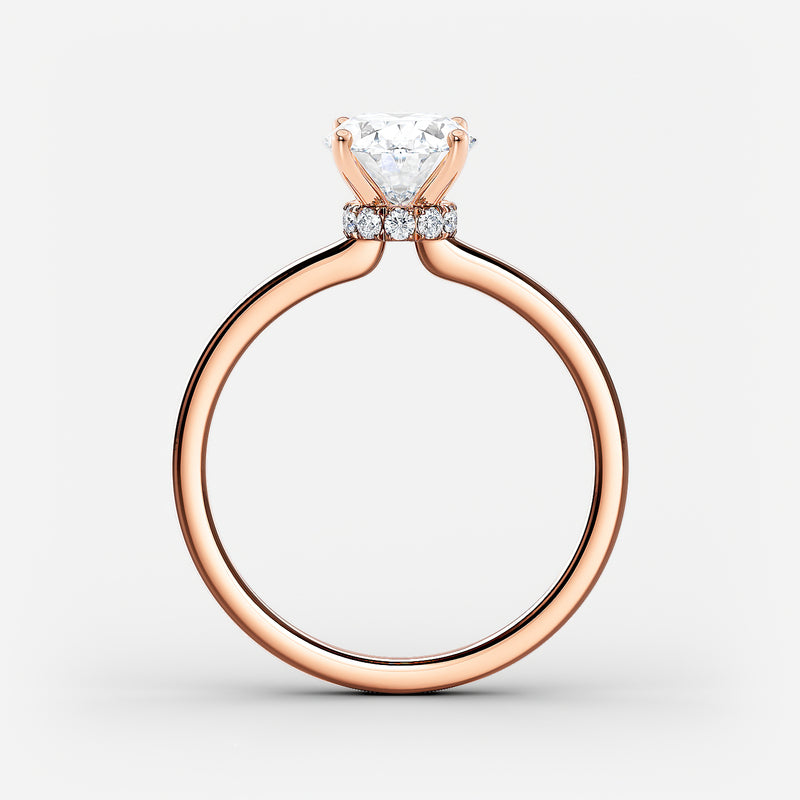 Classic Ribbon Oval Diamond Halo Engagement Ring