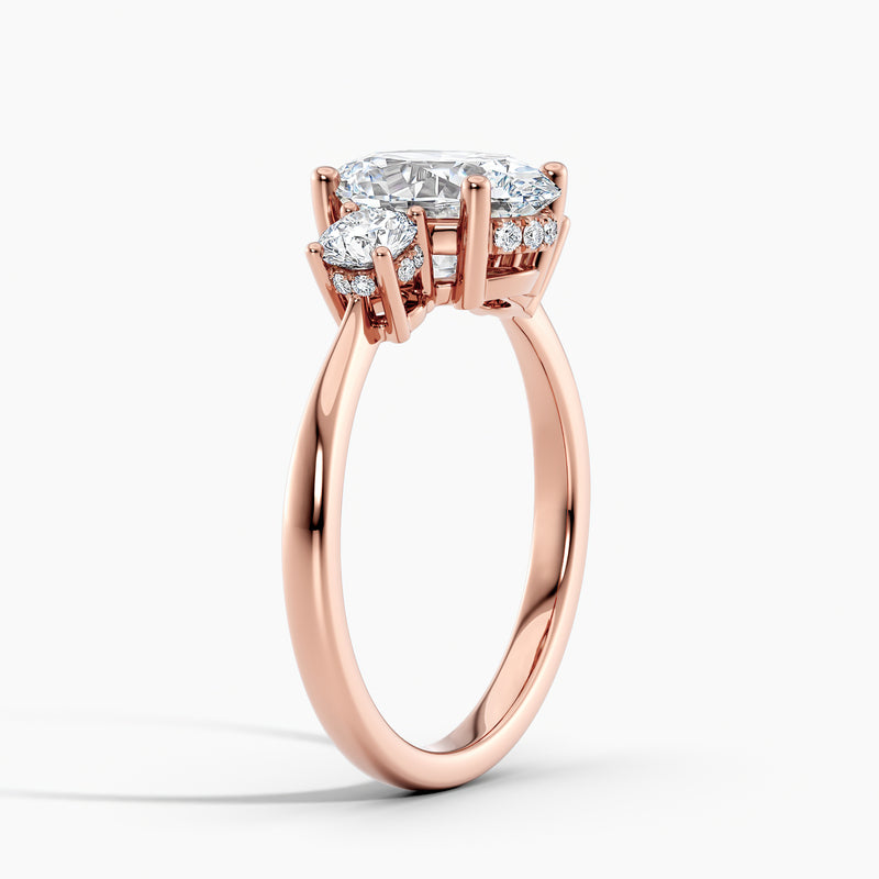 Oval 3.20 Ct Lab Grown Diamond Three Stone Ring - Sterling Silver