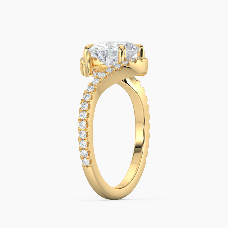 Oval 3.40 Ct Lab Grown Diamond Split Shank Pavé Halo Ring - Sterling Silver