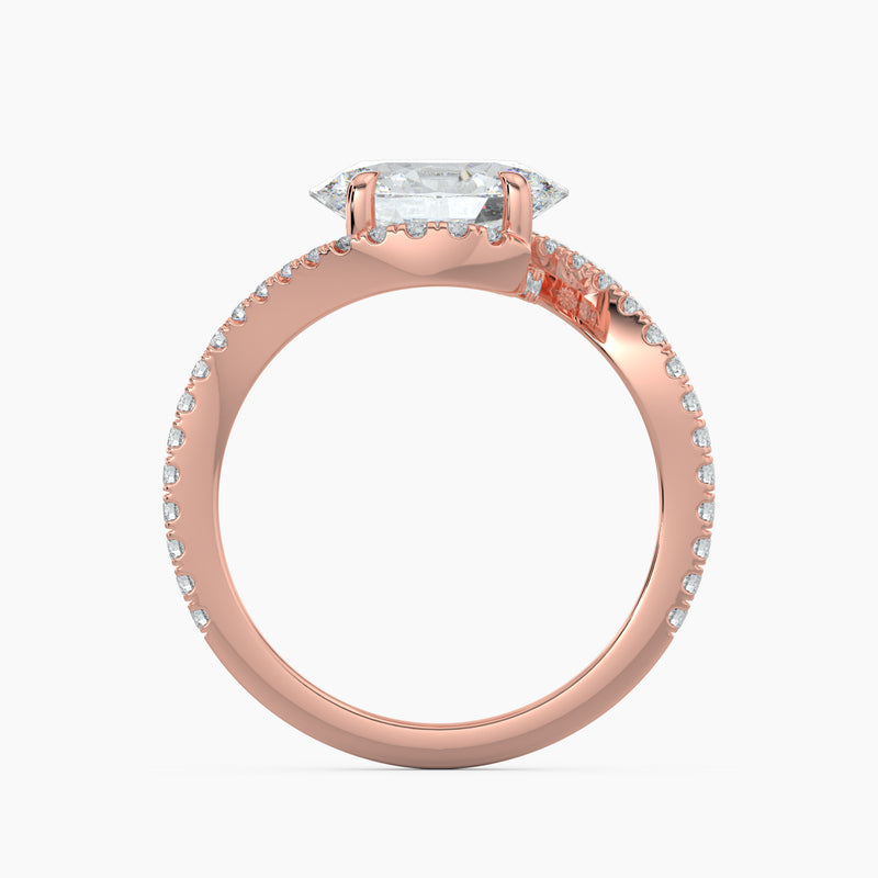 Oval 3.40 Ct Lab Grown Diamond Split Shank Pavé Halo Ring - Sterling Silver