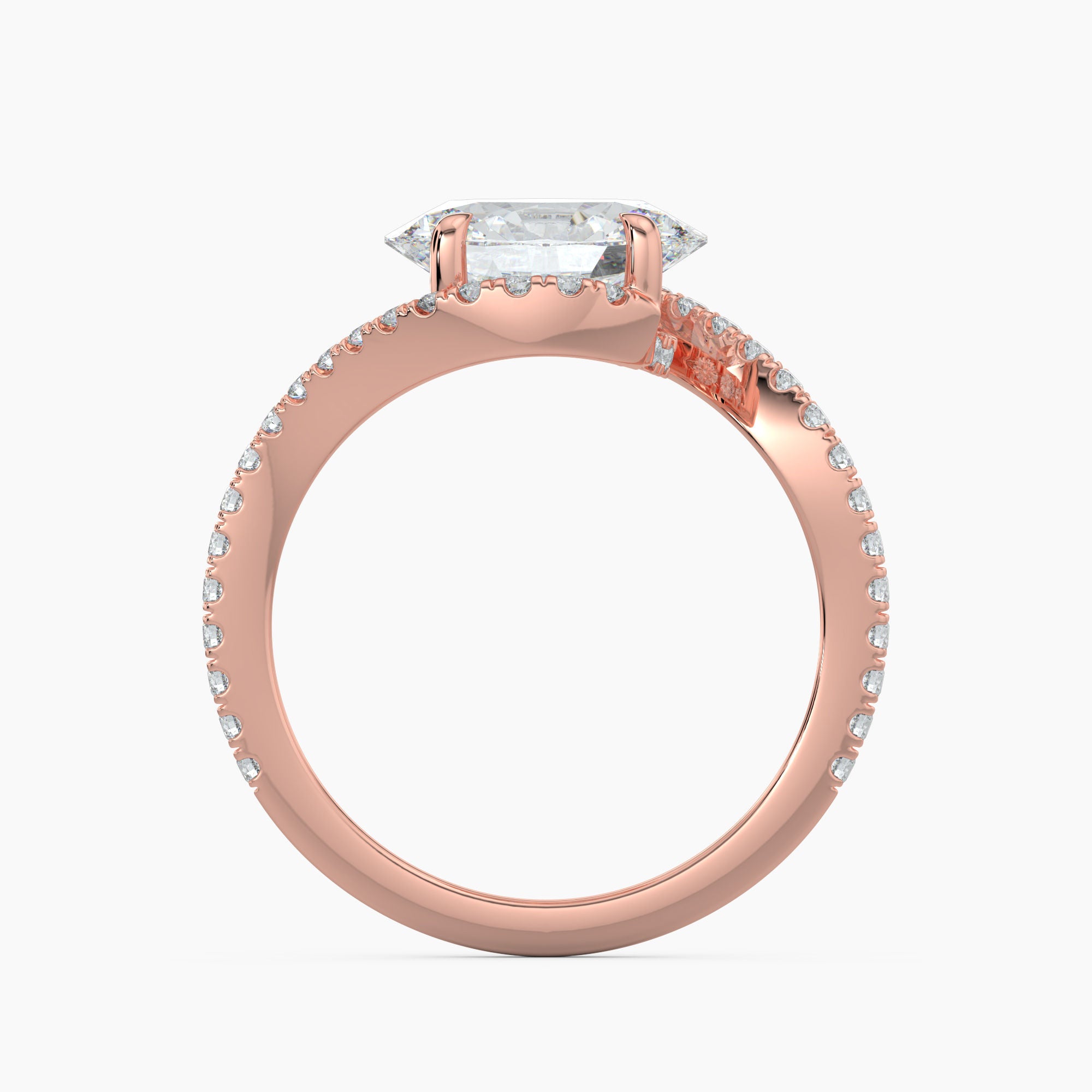 Oval 3.40 Ct Lab Grown Diamond Split Shank Pavé Halo Ring - Sterling Silver