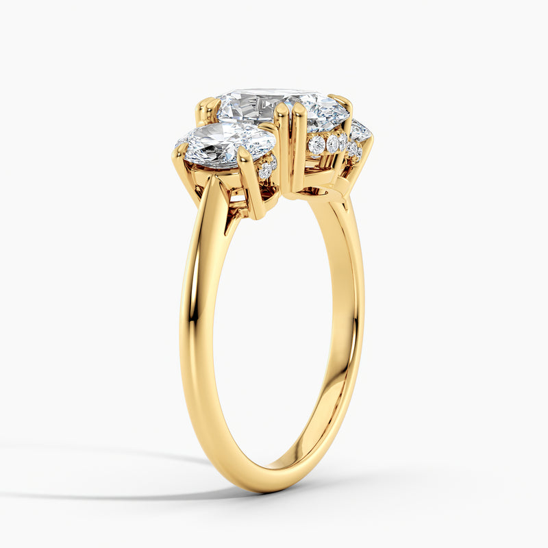 Oval 3.50 Ct Lab Grown Diamond Three Stone Ring - Sterling Silver