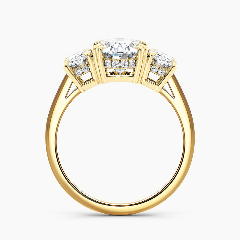 Oval 3.50 Ct Lab Grown Diamond Three Stone Ring - Sterling Silver