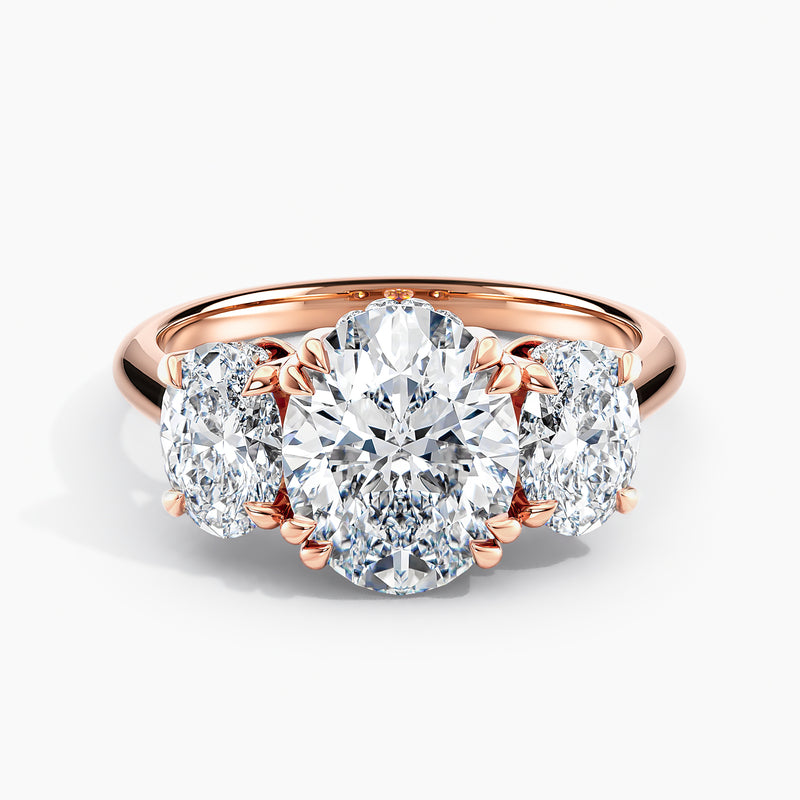 Oval 3.50 Ct Lab Grown Diamond Three Stone Ring - Sterling Silver