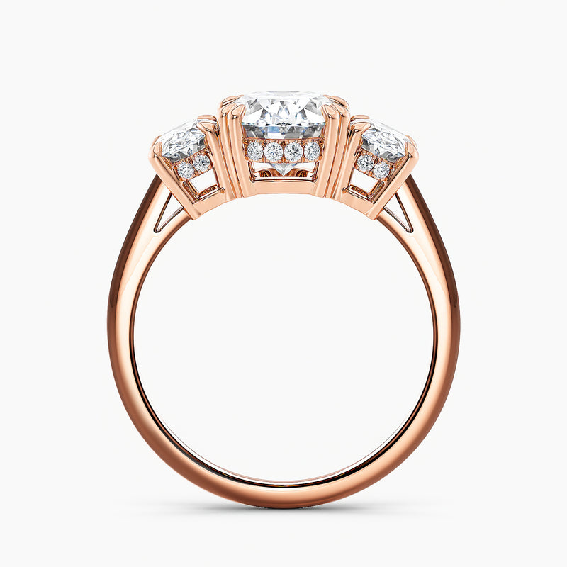 Oval 3.50 Ct Lab Grown Diamond Three Stone Ring - Sterling Silver