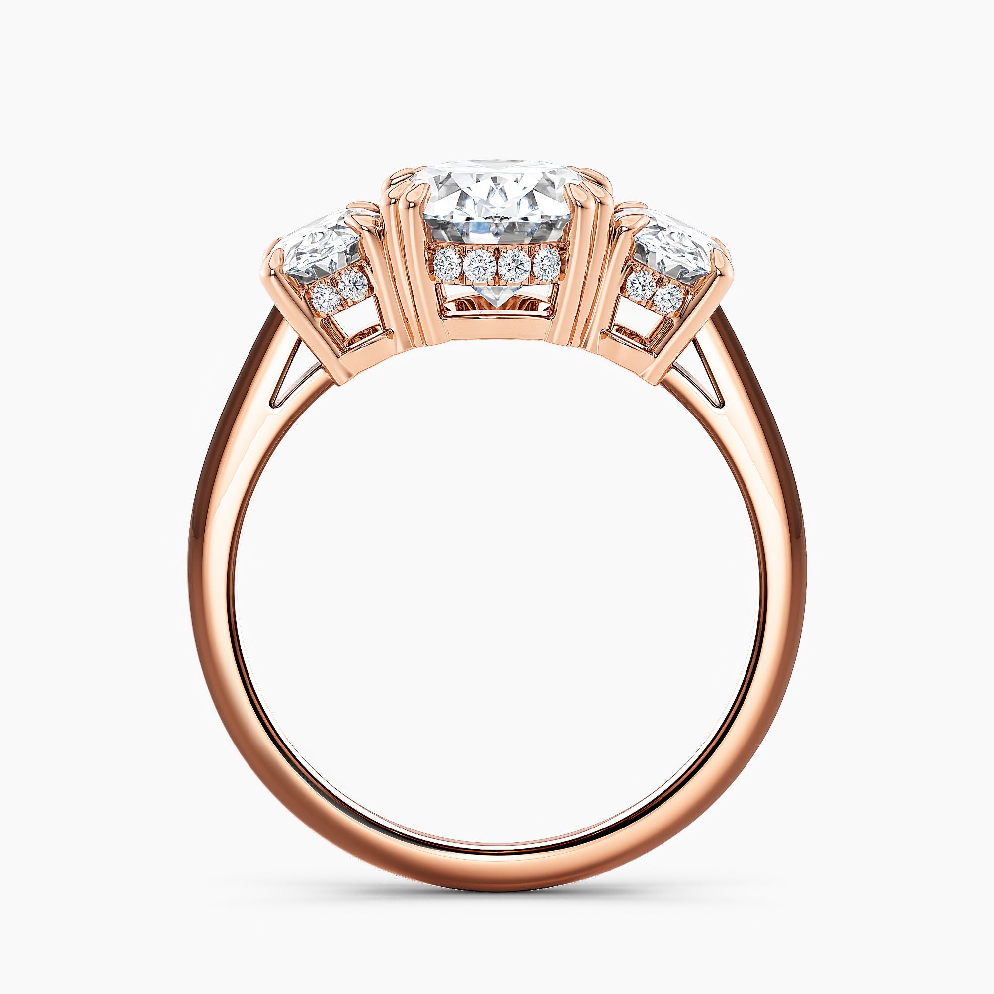 Oval 3.50 Ct Lab Grown Diamond Three Stone Ring - Sterling Silver