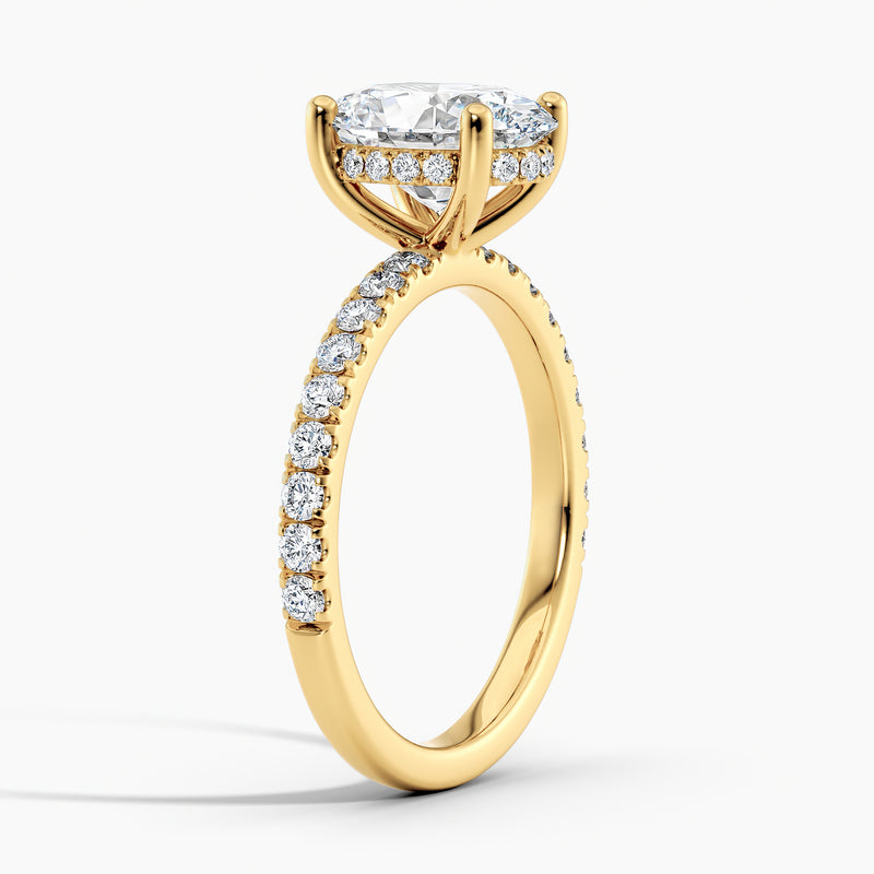 Oval 3.00 Ct Lab Grown Diamond Pavé Band Engagement Ring - Sterling Silver