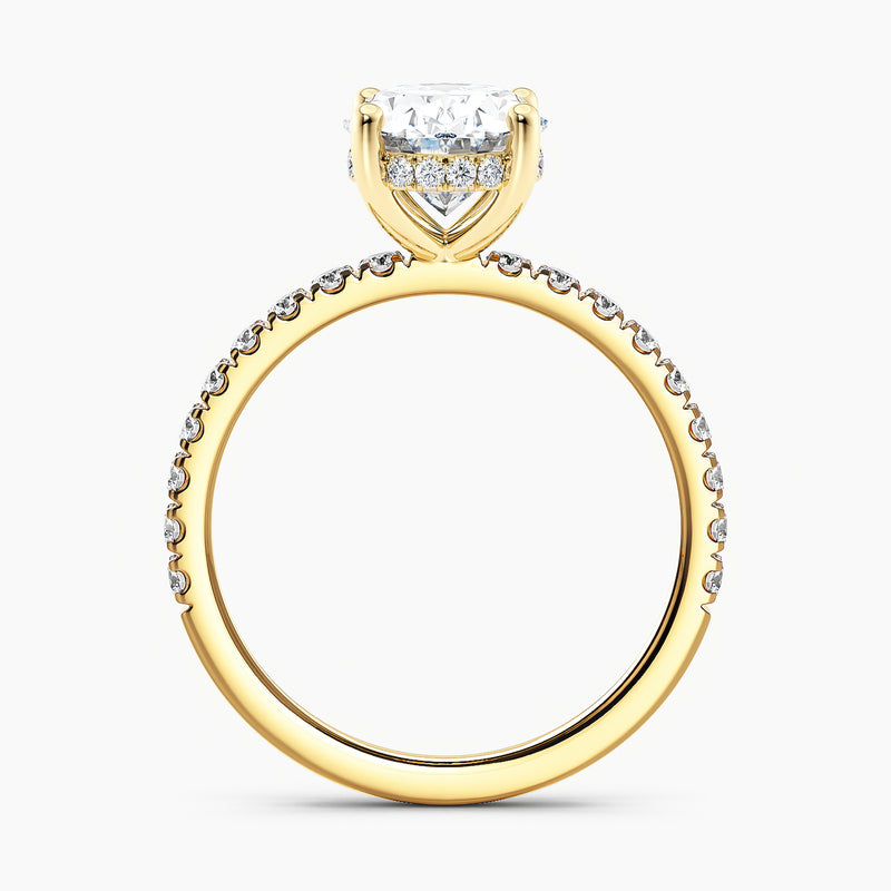 Oval 3.00 Ct Lab Grown Diamond Pavé Band Engagement Ring - Sterling Silver