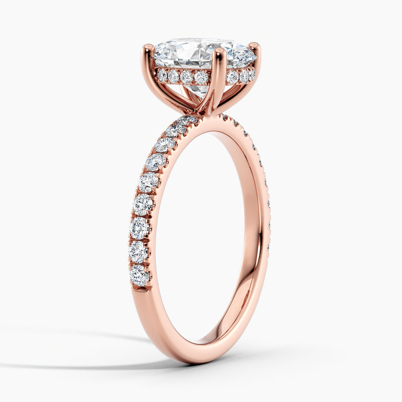 Oval 3.00 Ct Lab Grown Diamond Pavé Band Engagement Ring - Sterling Silver