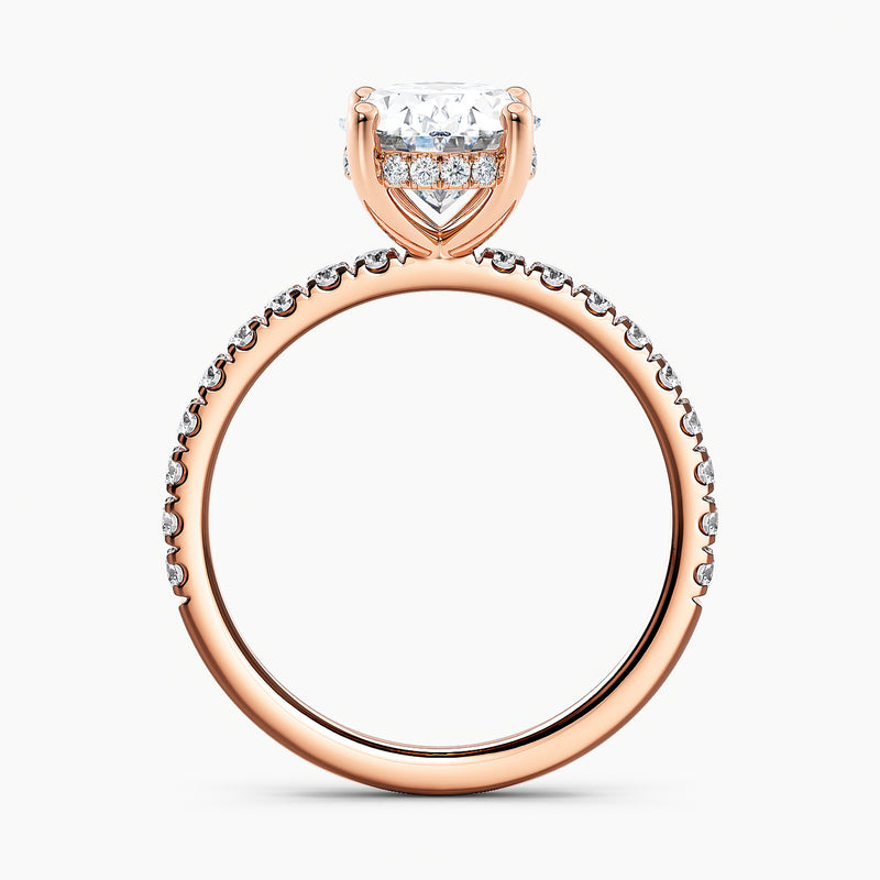 Oval 3.00 Ct Lab Grown Diamond Pavé Band Engagement Ring - Sterling Silver