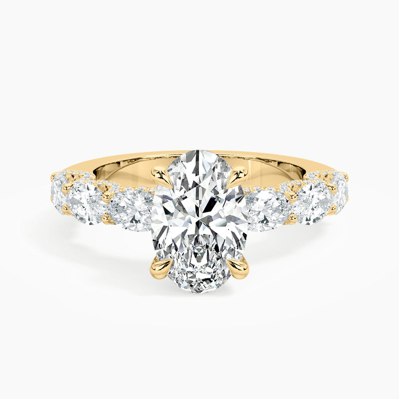 Adorned East-West Oval Crescent Engagement Ring