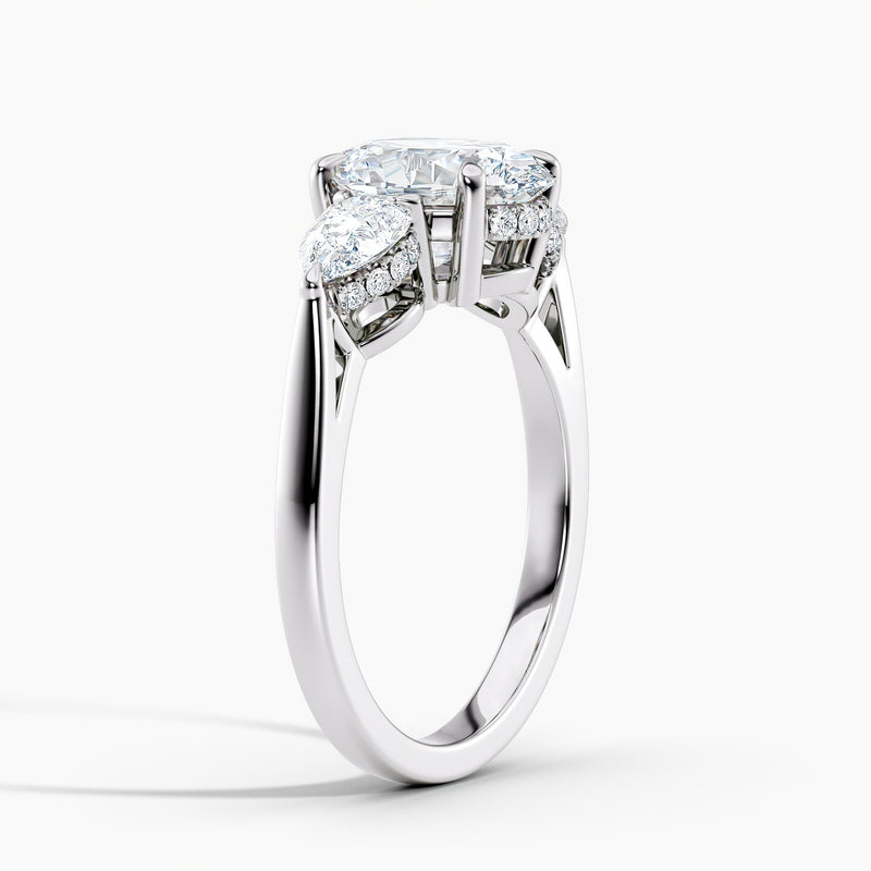 Oval 3.10 Ct Lab Grown Diamond Three Stone Ring - Sterling Silver