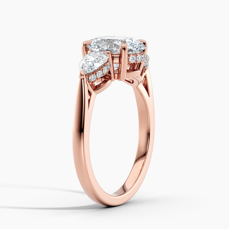 Oval 3.10 Ct Lab Grown Diamond Three Stone Ring - Sterling Silver