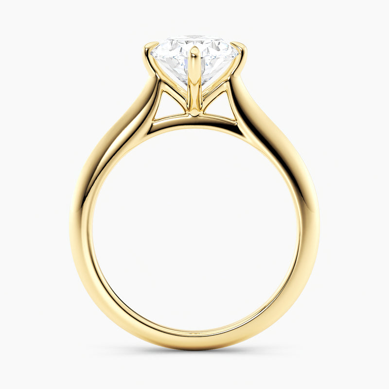 East-West Knife Edge Oval Solitaire Engagement Ring