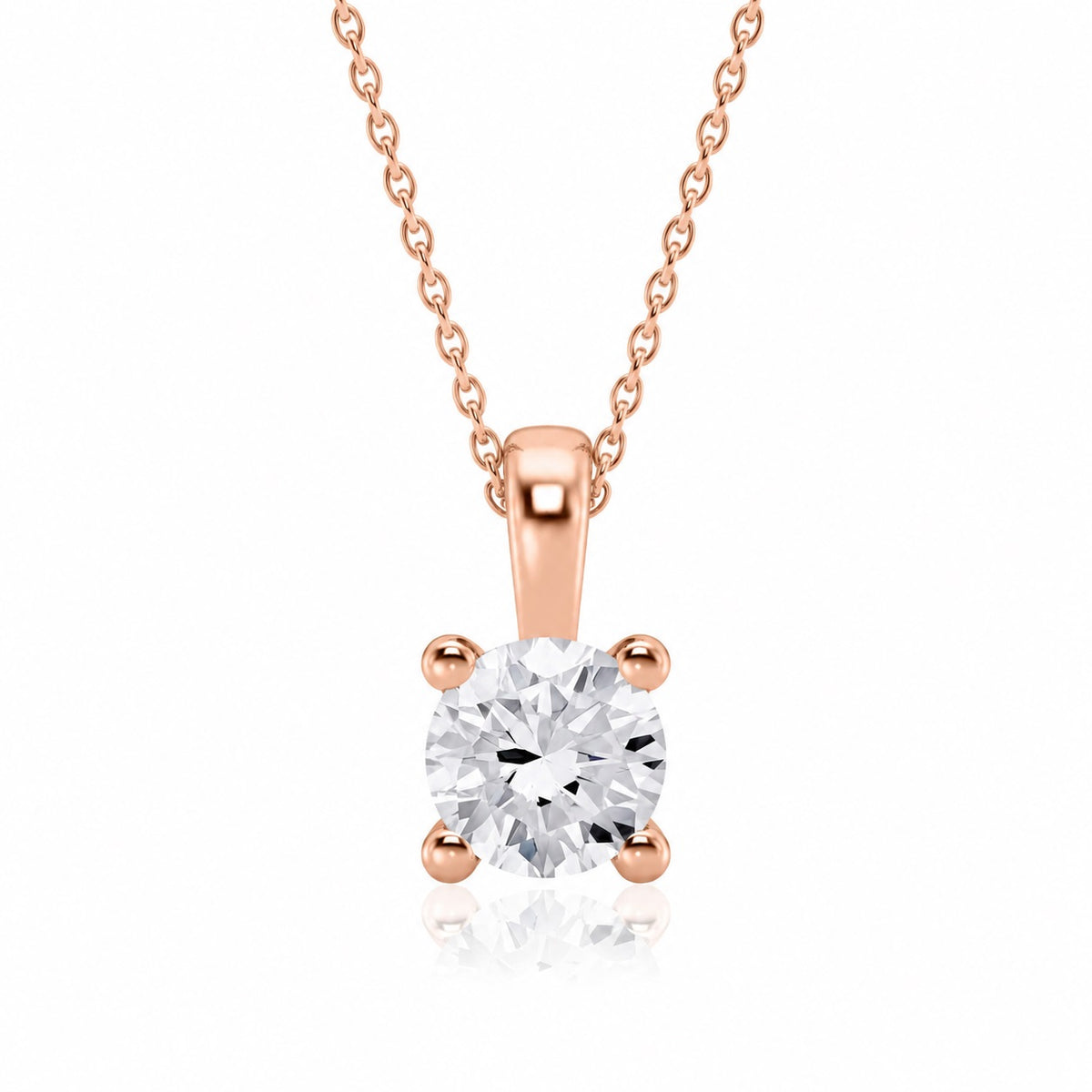 Lab-Grown Diamond Round Cut Solitaire Pendant Necklace - 925 Sterling Silver