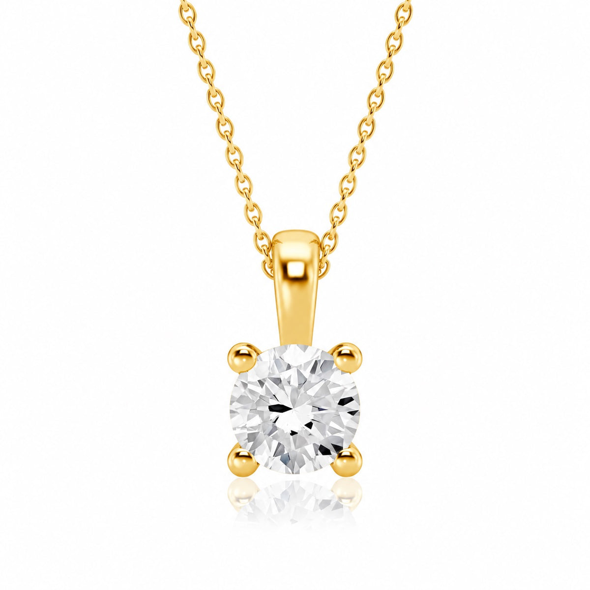 Lab-Grown Diamond Round Cut Solitaire Pendant Necklace - 925 Sterling Silver