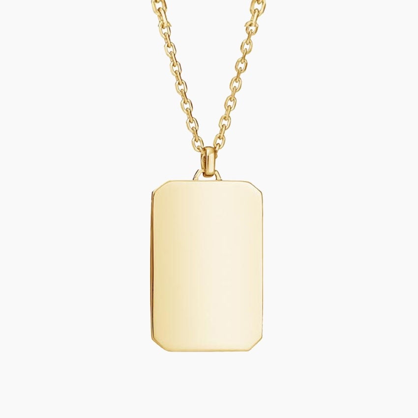 Homme Engravable Tag Pendant in 14K Yellow Gold