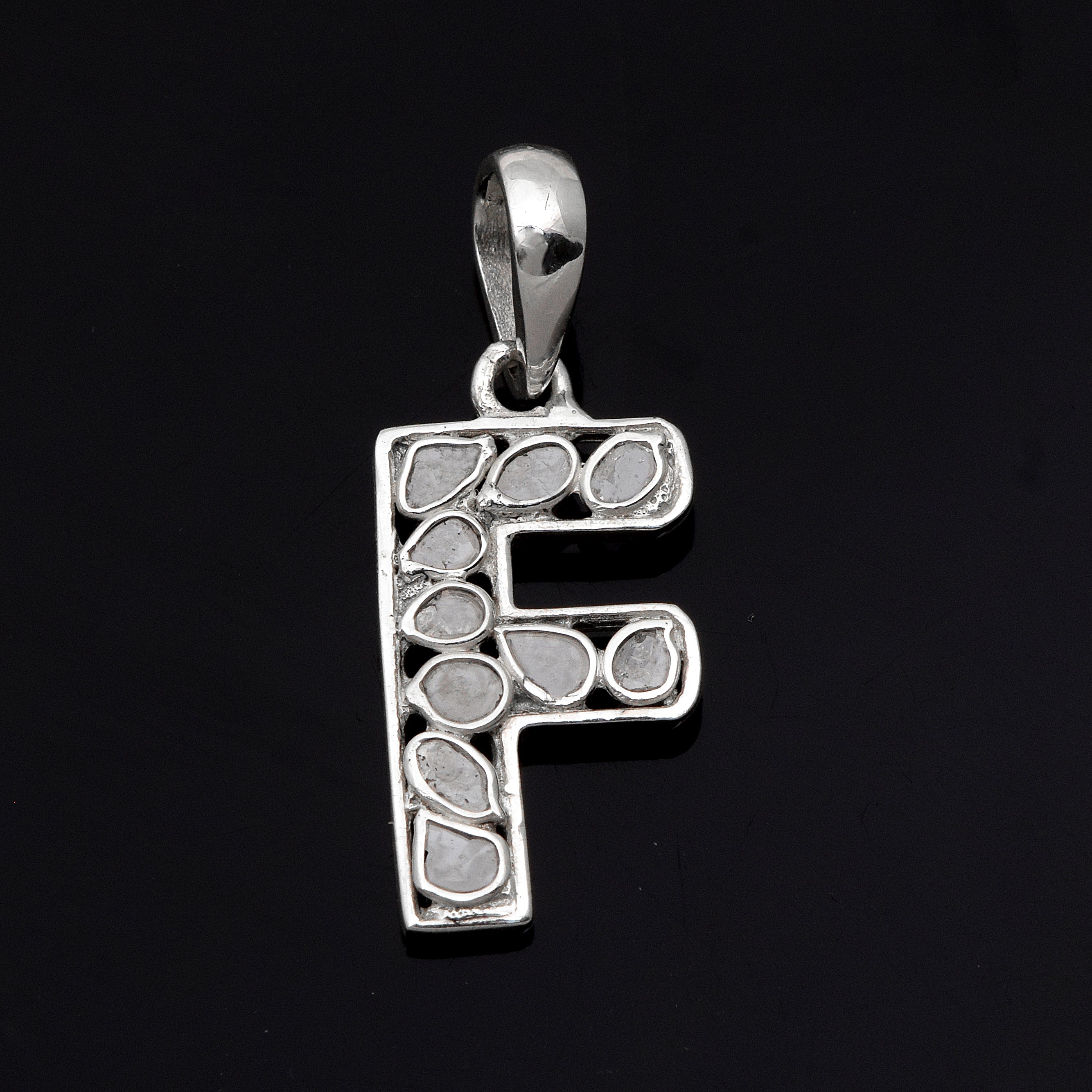 Personalized Natural Polki Diamond Initial Alphabet Pendant