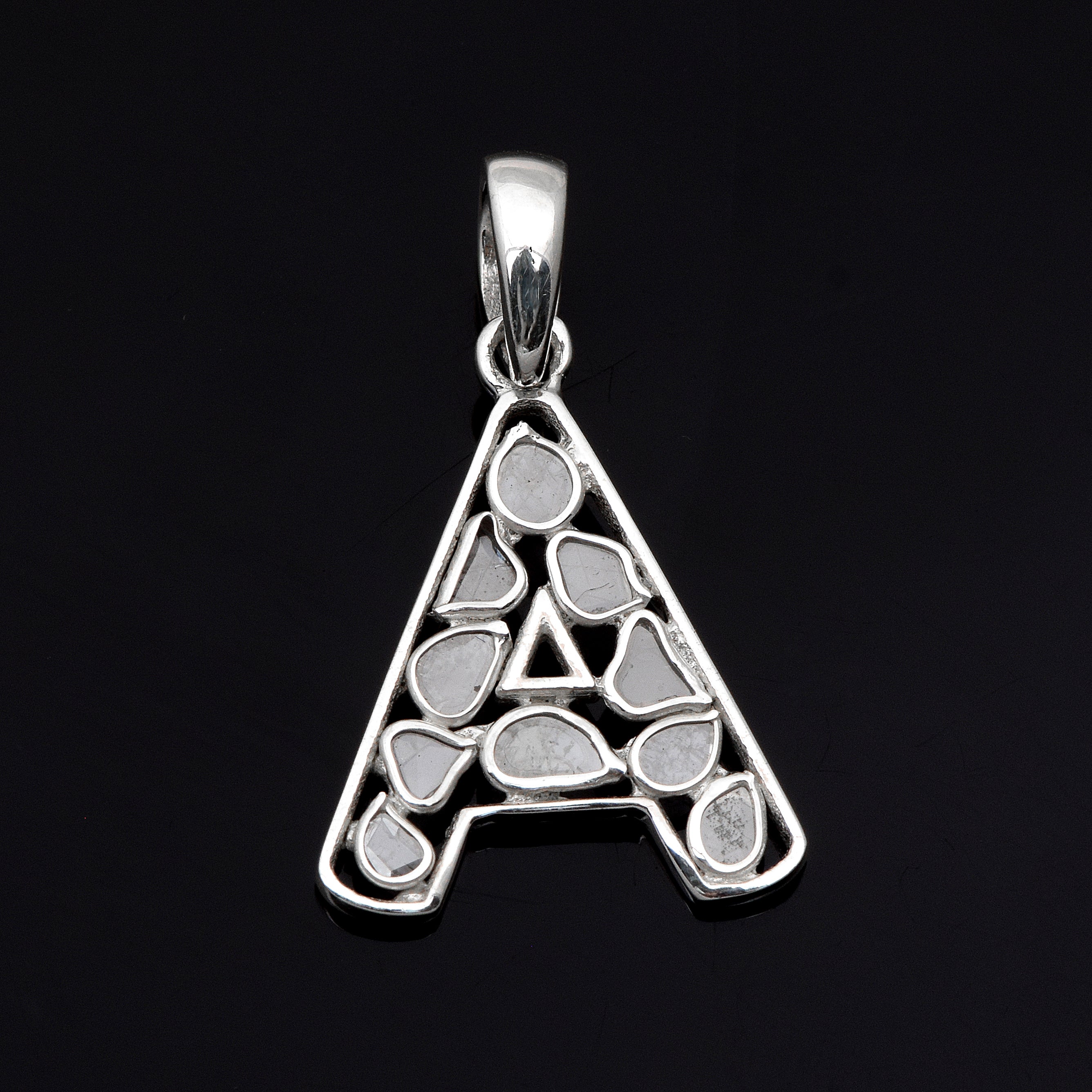 Personalized Natural Polki Diamond Initial Alphabet Pendant