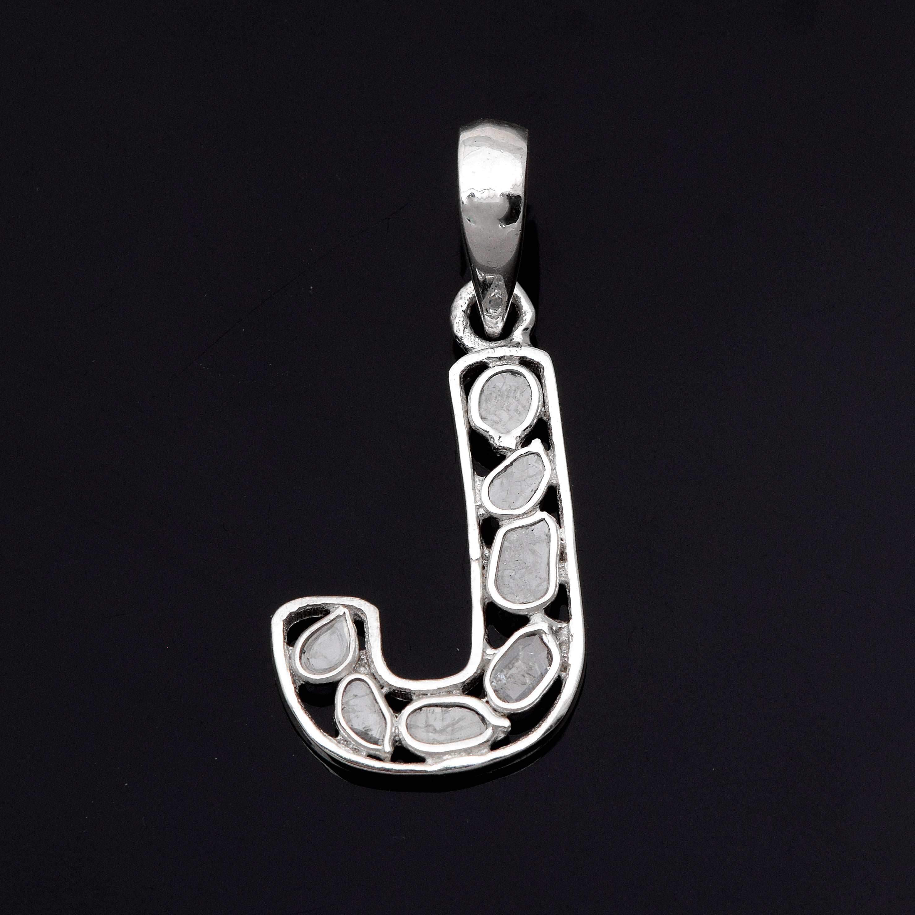 Personalized Natural Polki Diamond Initial Alphabet Pendant