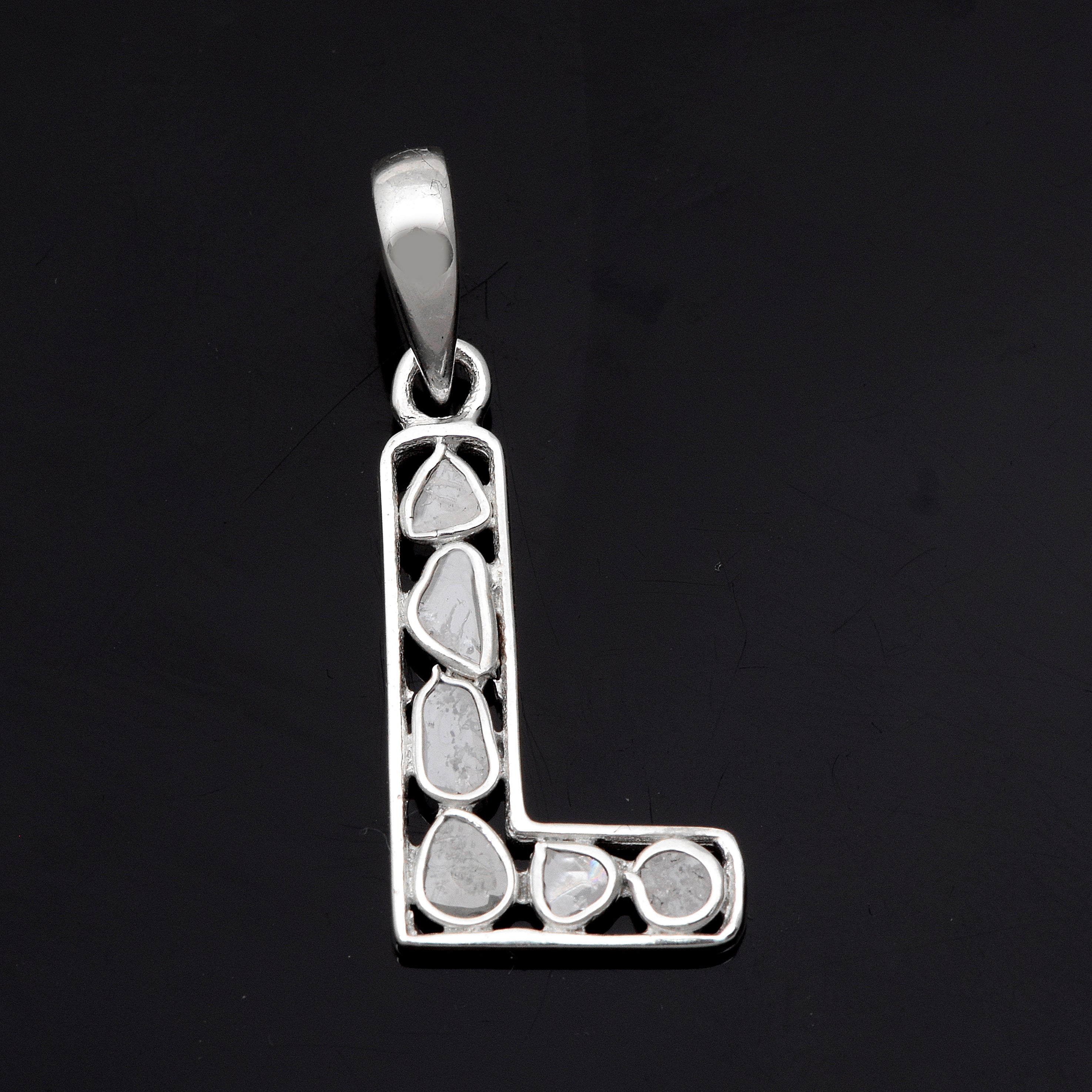 Personalized Natural Polki Diamond Initial Alphabet Pendant