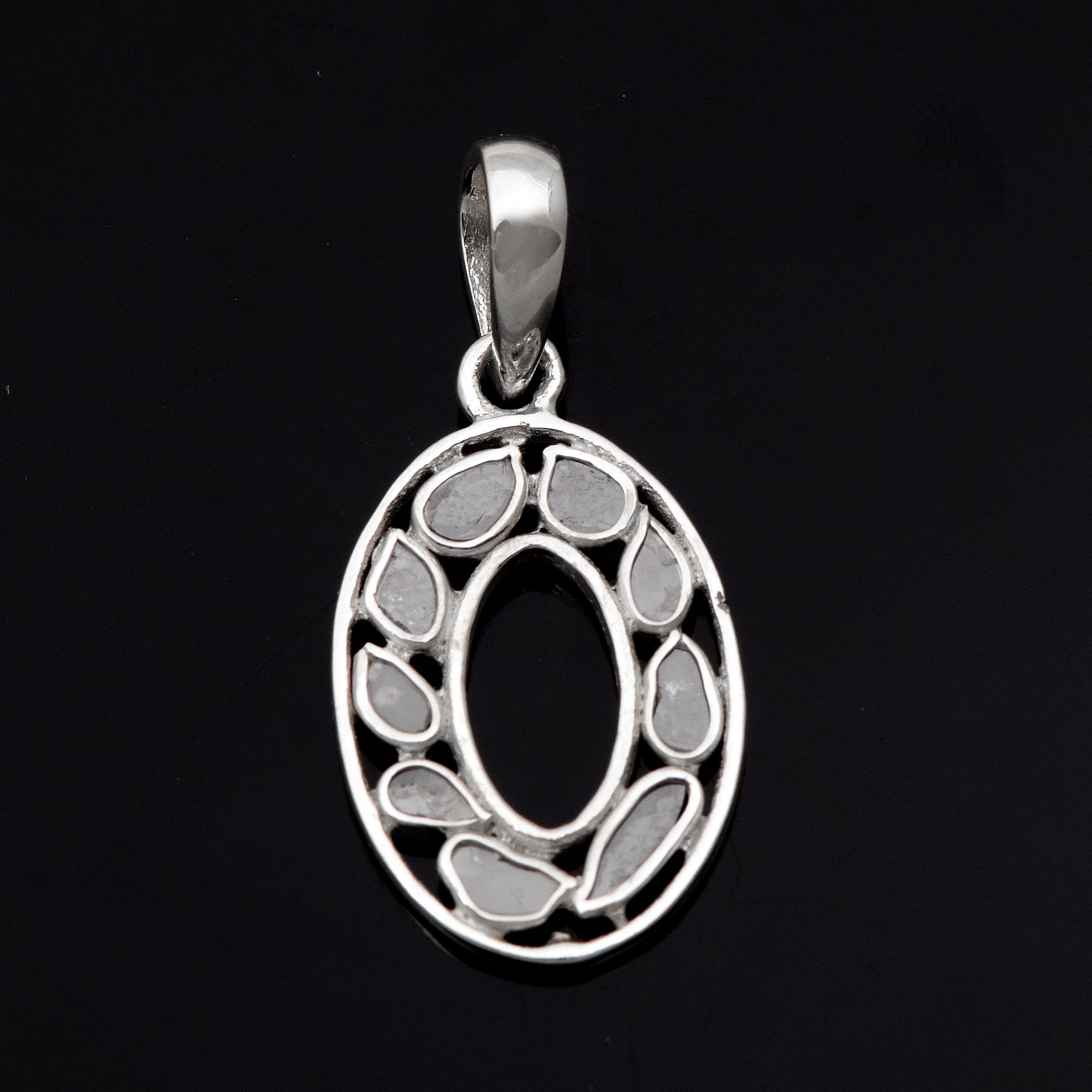 Personalized Natural Polki Diamond Initial Alphabet Pendant