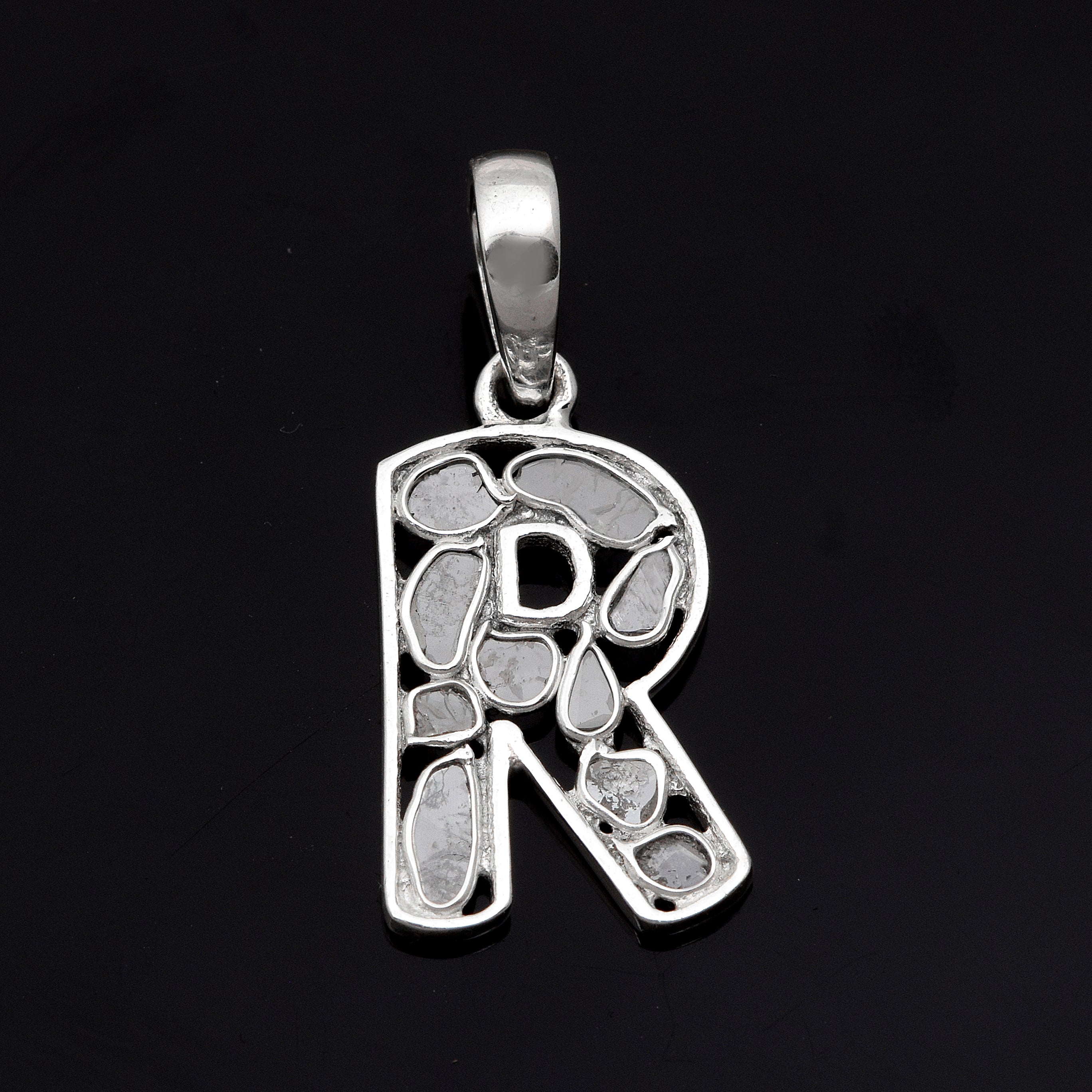 Personalized Natural Polki Diamond Initial Alphabet Pendant