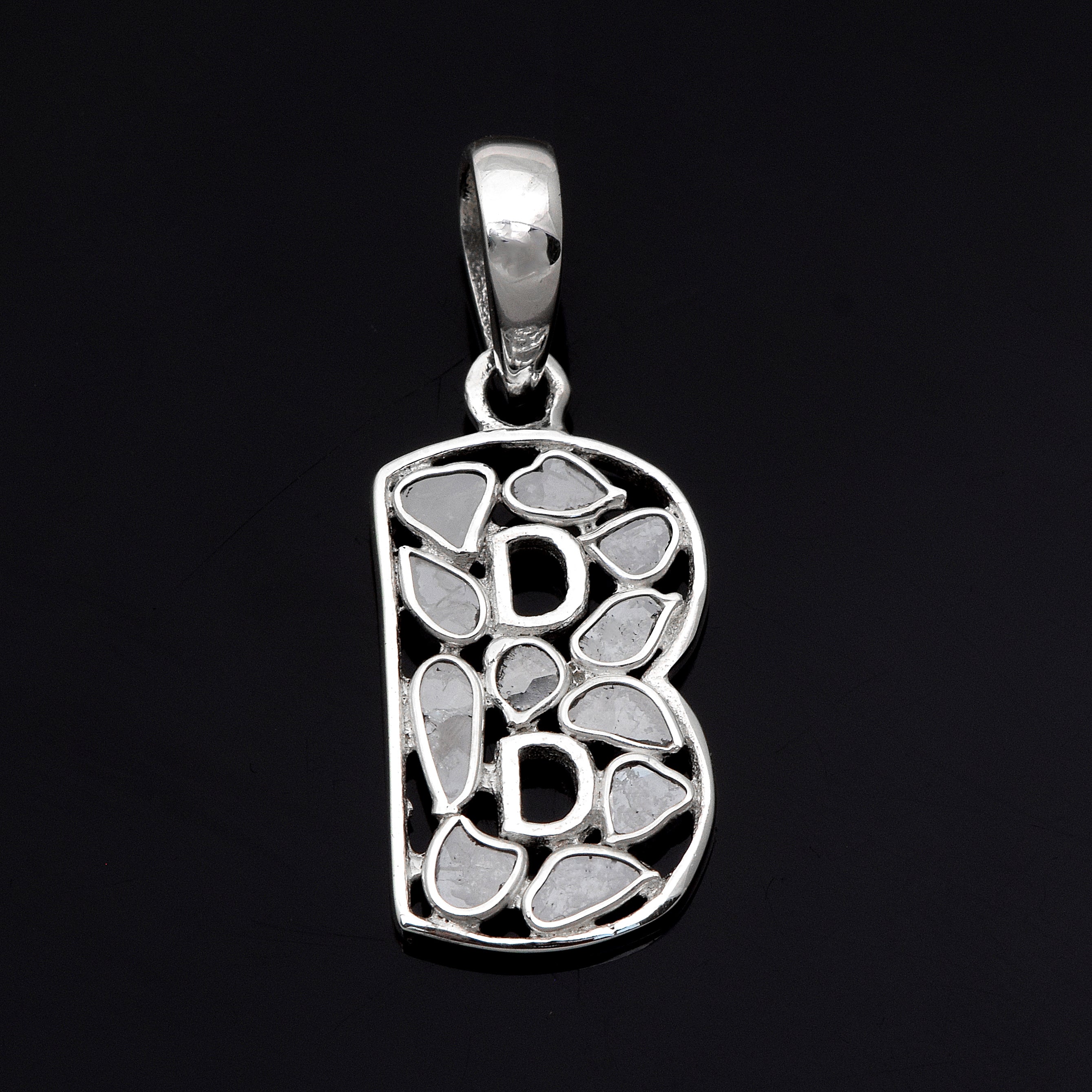 Personalized Natural Polki Diamond Initial Alphabet Pendant