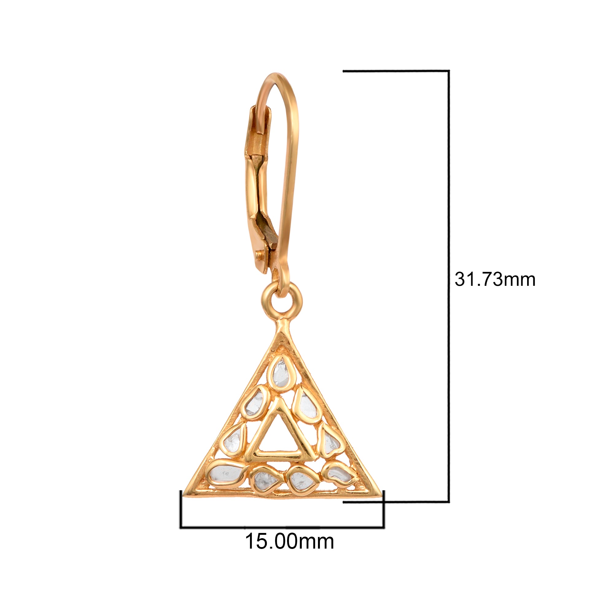 0.25 CTW Natural Polki Diamond Trillion Shape Lever Back Earrings