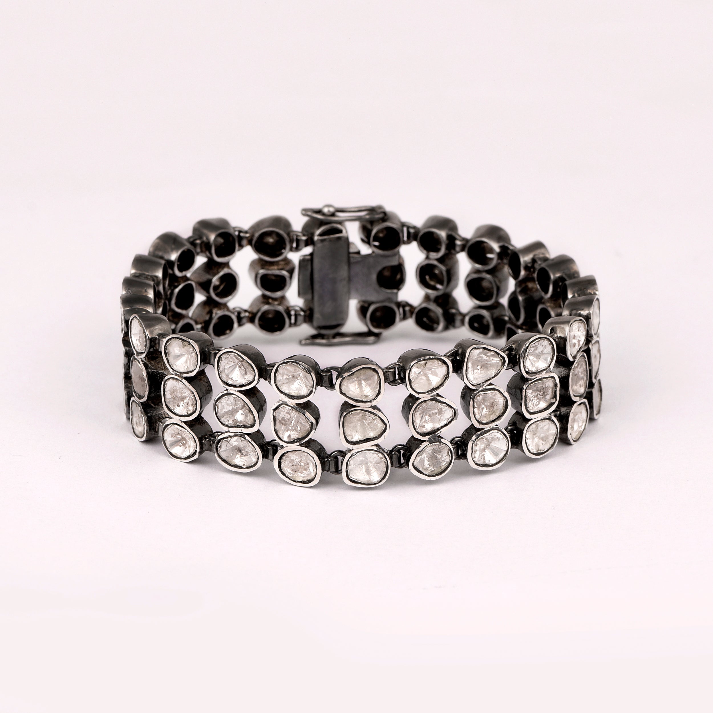 10.35 CTW Natural Diamond Polki River Bracelet