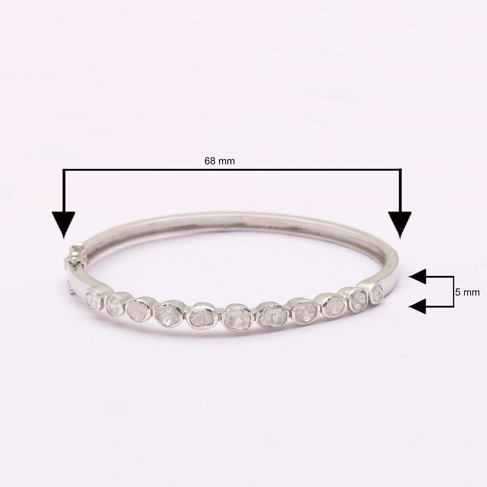 2.20 CTW Diamond Polki Bangle Bracelet