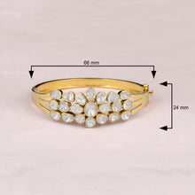 Load image into Gallery viewer, 4.00 CTW Natural Mugal Cut Read Diamond Polki Openable Bangle Bracelet 925 Sterling Silver 14K Gold Plated