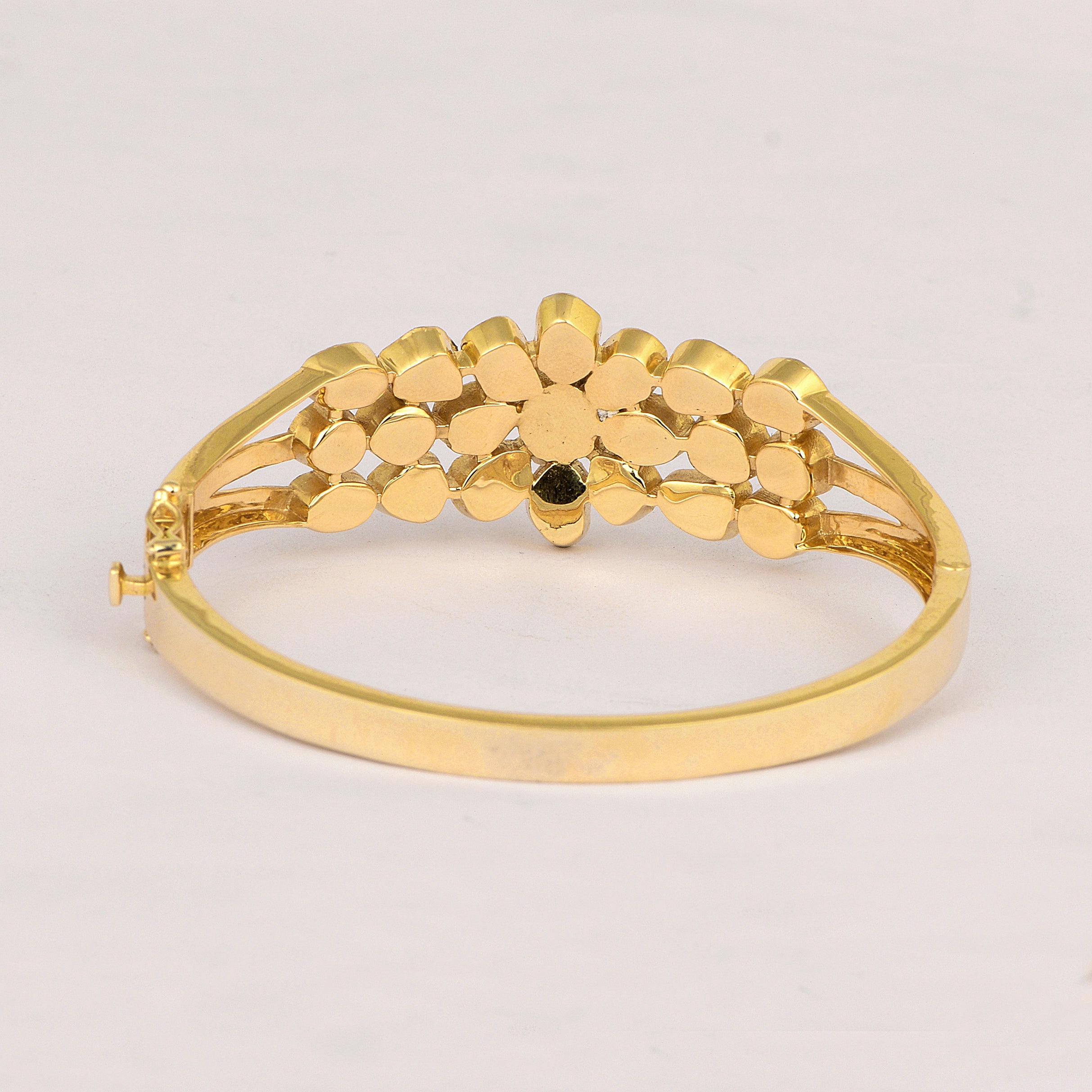 4.00 CTW Natural Mugal Cut Read Diamond Polki Openable Bangle Bracelet 925 Sterling Silver 14K Gold Plated