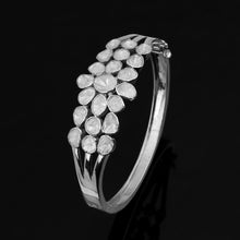 Load image into Gallery viewer, 4.00 CTW Natural Mugal Cut Read Diamond Polki Openable Bangle Bracelet 925 Sterling Silver White Gold Plated
