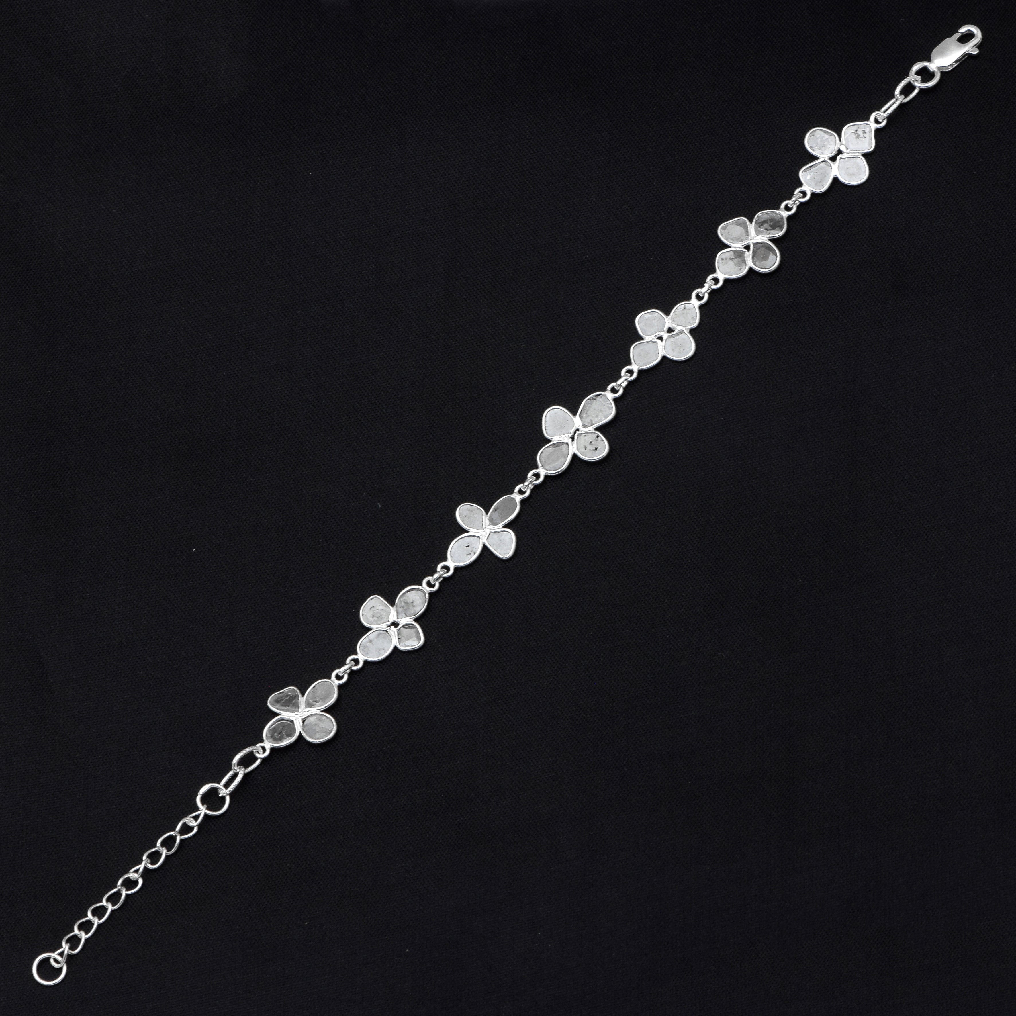 2 CTW Diamond Polki Floral Bracelet