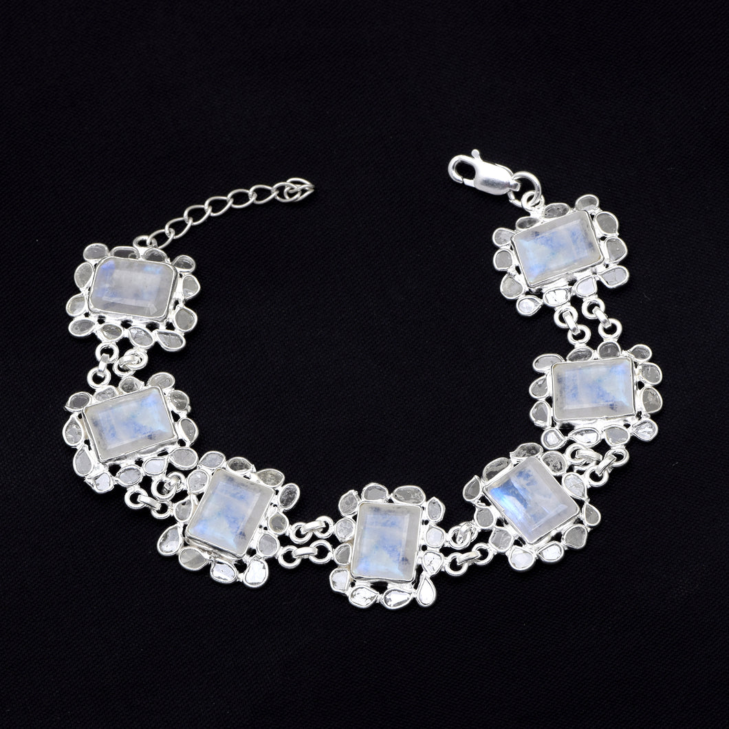 4 CTW Diamond Polki Victorian Moonstone Bracelet