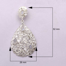 Load image into Gallery viewer, 6 CTW Diamond Polki Rainbow Moonstone Pear Dangle Floral Earring

