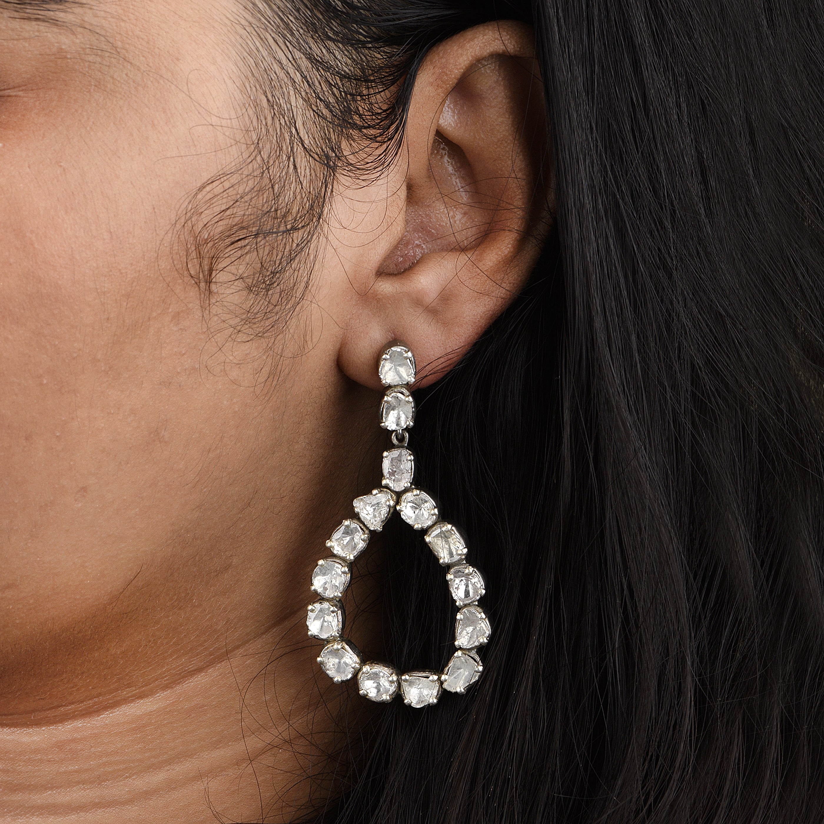 4.00 CTW Diamond Polki Dangle Earrings
