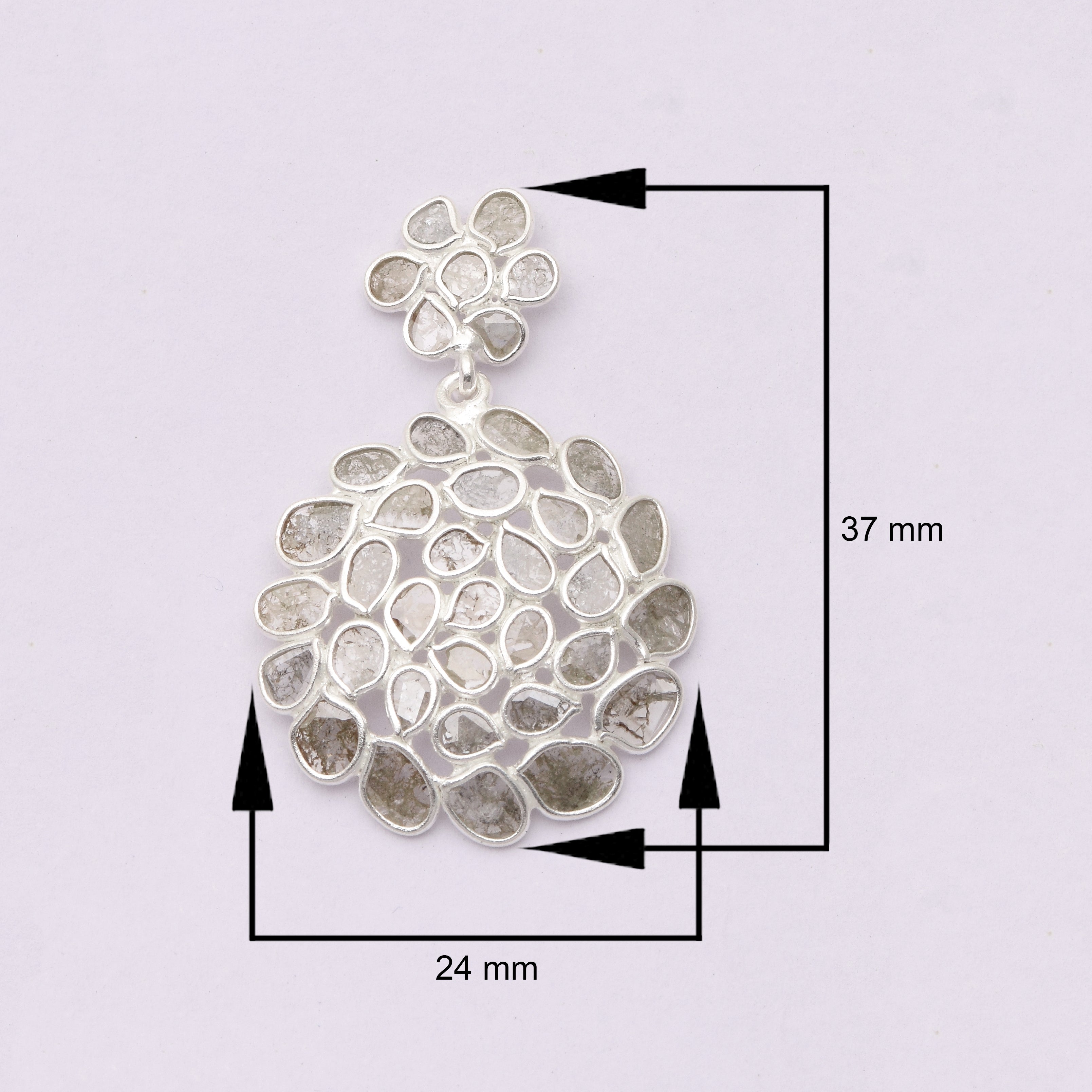 4 CTW Diamond Polki Pear Dangle Earrings