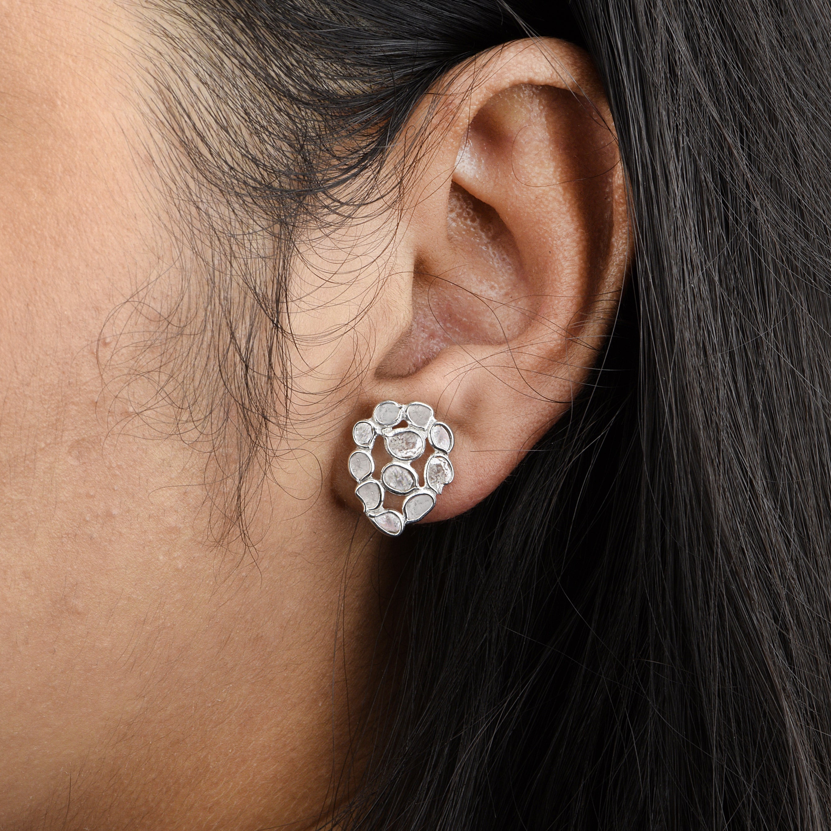 1.10 CTW Diamond Polki Pear Studs