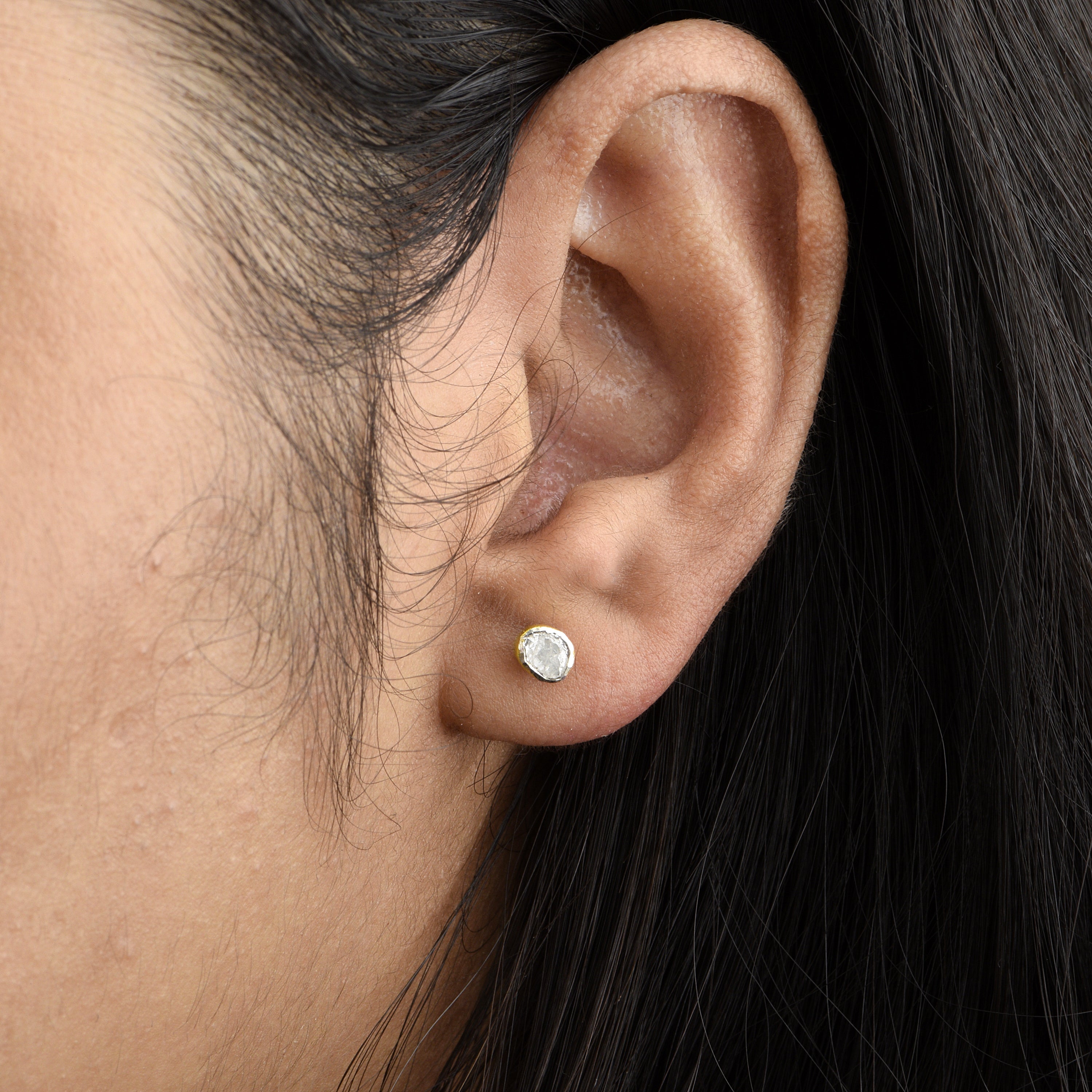 0.20 CTW Diamond Polki Tiny 14K Gold Plated Studs