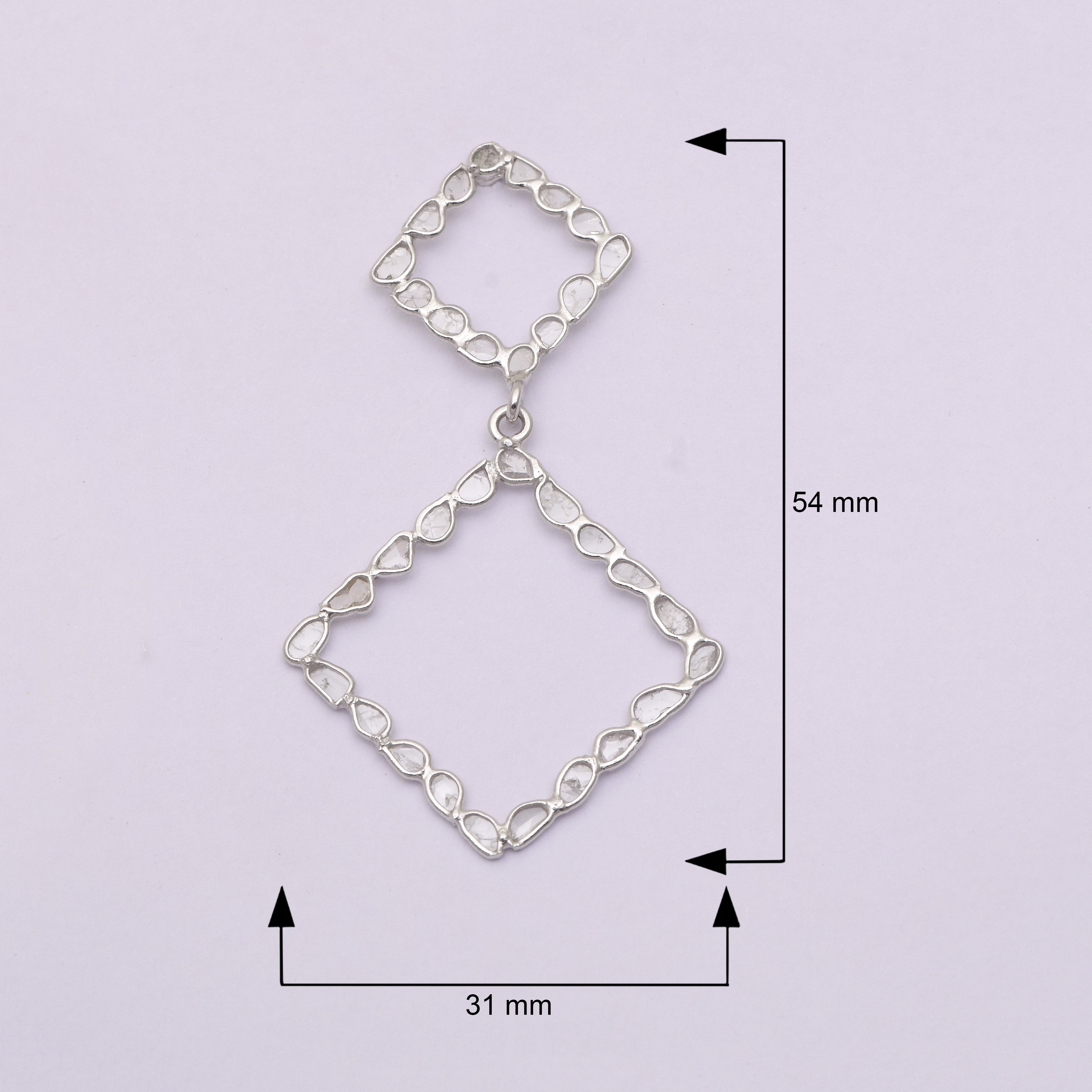 2.85 CTW Diamond Polki Square Dangle Earrings