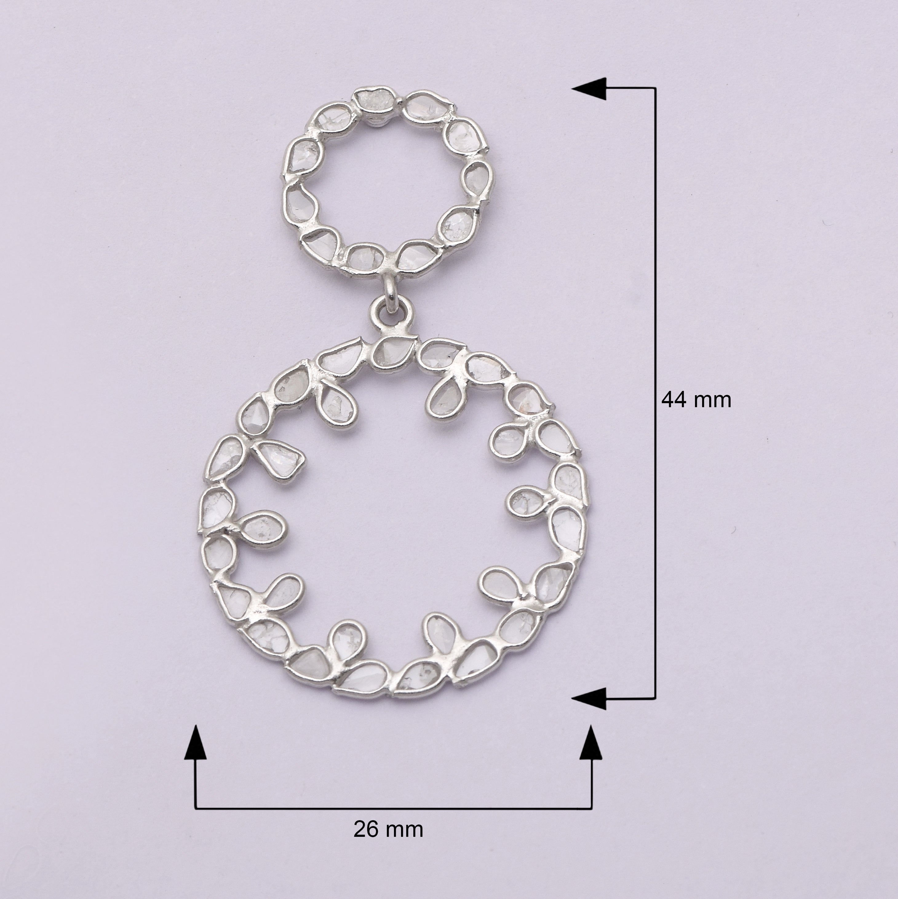 3.50 CTW Diamond Polki Double Circle Dangle Earrings