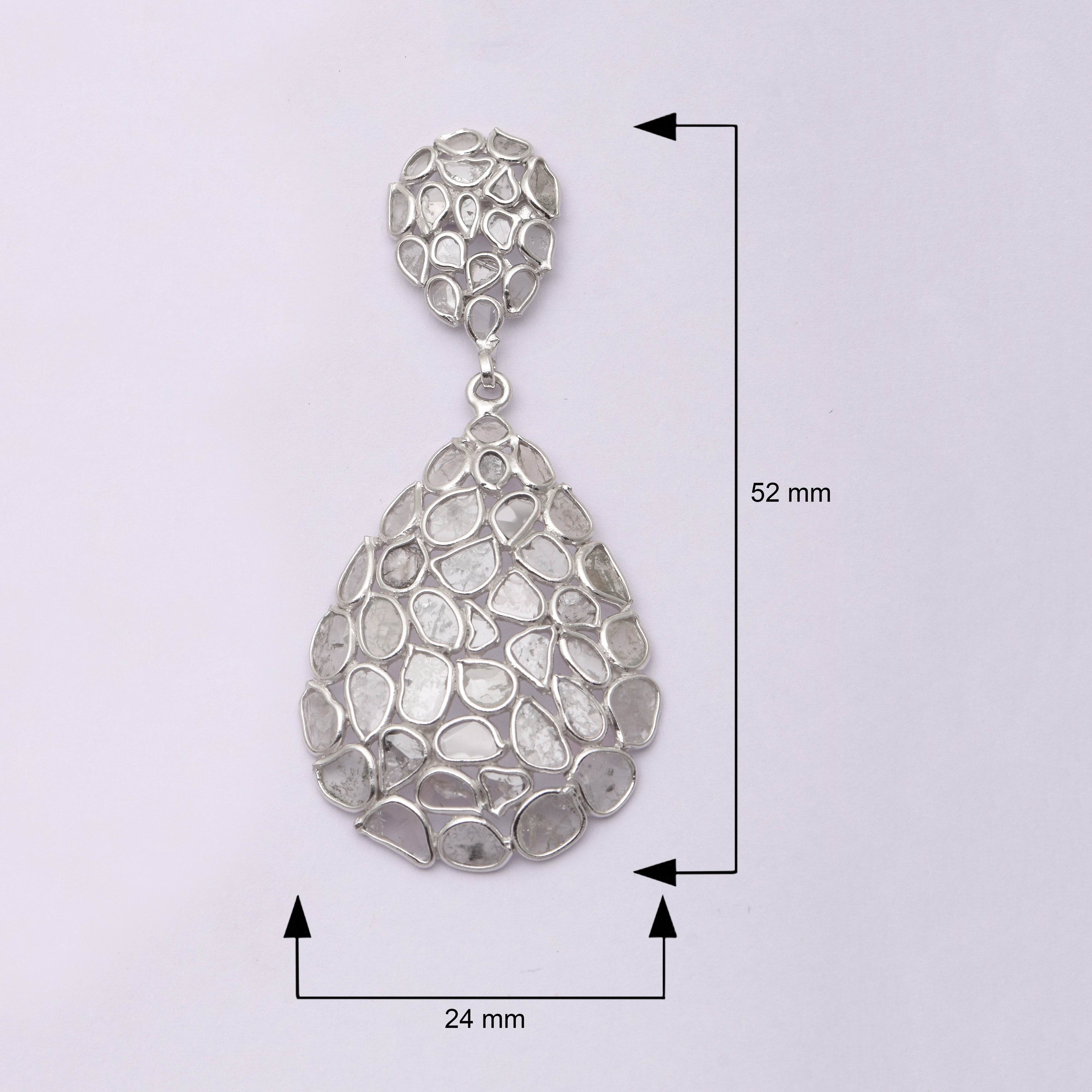 5 CTW Diamond Polki Pear Shaped Cluster Dangle Earrings