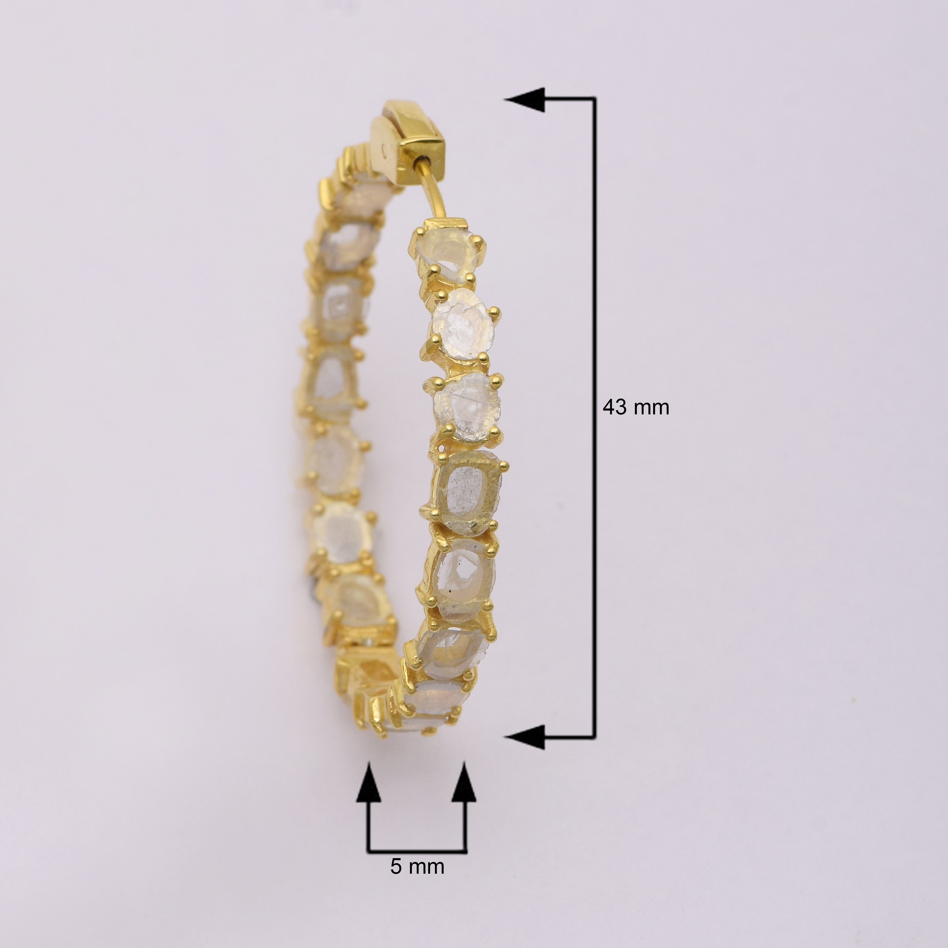 4.50 CTW Diamond Polki Hoop Dangle Earrings